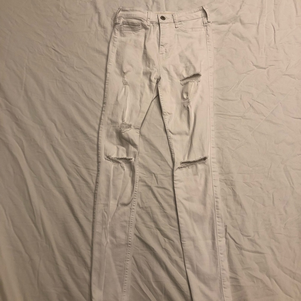 hollister white ripped jeans